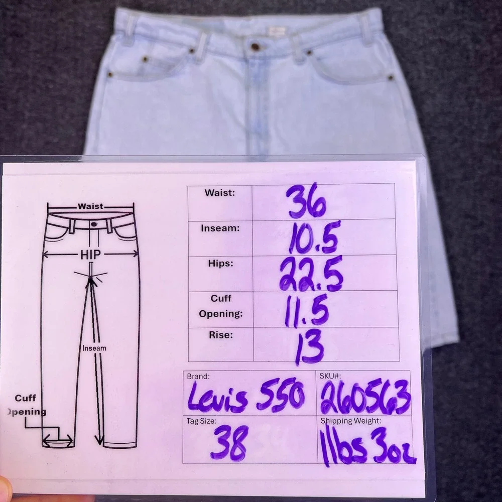 VTG 90s Levis 550 Denim Shorts Men 36 Light Blue Relaxed Jorts Orange Tab Casual